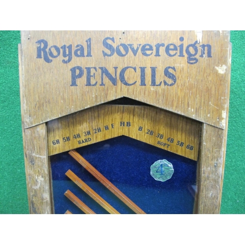 364 - Wood and glass shop display and dispenser for Royal Sovereign Pencils, side door access to ten shelf... 