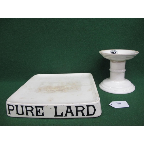 366 - Square white ironstone Pure Lard platter - 14