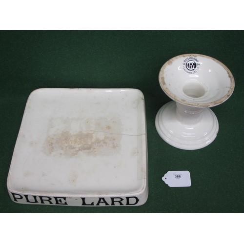 366 - Square white ironstone Pure Lard platter - 14