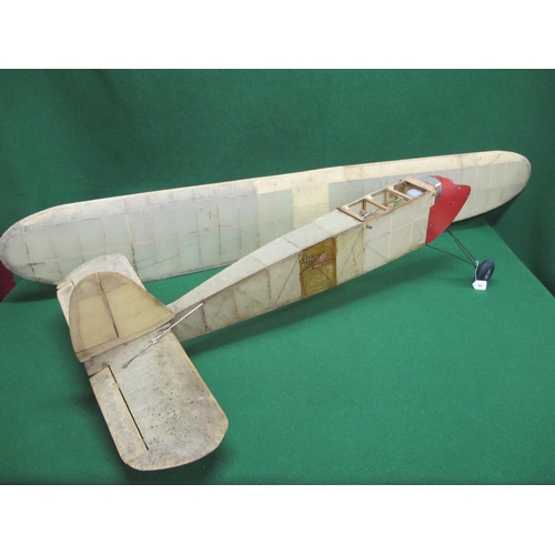 406 - Large old wood and dope-skin radio controlled monoplane Miss America with a 7' wingspan (needs resto... 