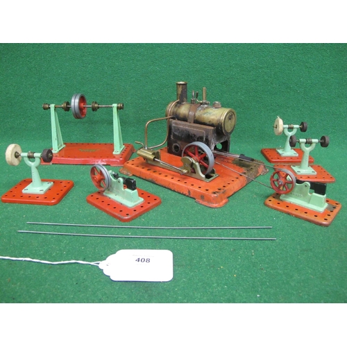 408 - Mamod stationary steam plant with single cylinder, whistle and replacement solid fuel burner togethe... 