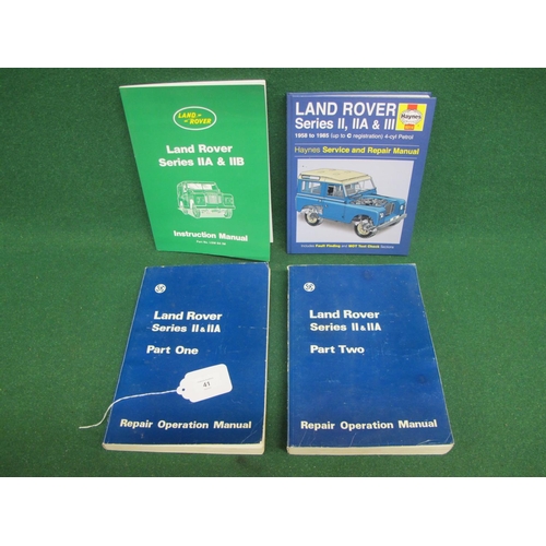 41 - 1st Edition (March 1969) Land Rover Series II and IIA Repair & Operation Manuals Parts I & II, and L... 