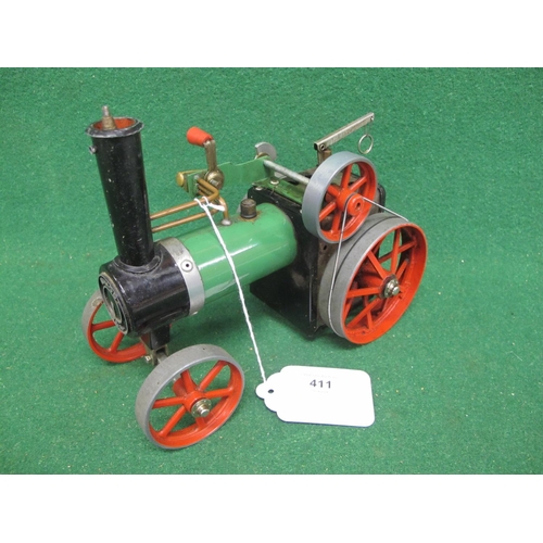 411 - Mamod steam tractor complete except for bunker, burner, canopy and steering column