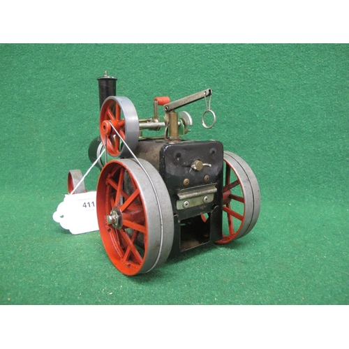 411 - Mamod steam tractor complete except for bunker, burner, canopy and steering column