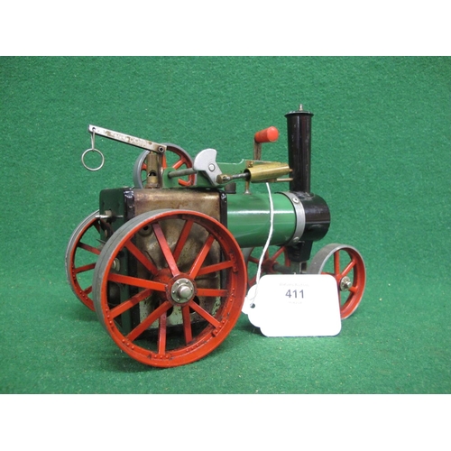 411 - Mamod steam tractor complete except for bunker, burner, canopy and steering column