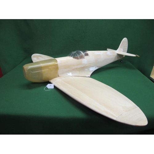 414 - DB Models Spitfire Mk1A.  This approx 1:5/4 scale balsa and plywood model is designed to be radio co... 