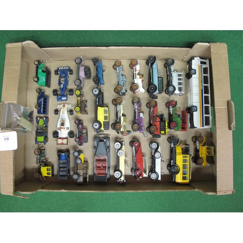 418 - Box of loose Vintage and Veteran car models from Rio, Corgi and Matchbox together with a diecast Sik... 