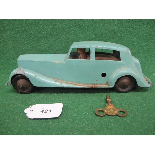 421 - Rare Betal (England) diecast clockwork Rolls Royce with tinplate driver and base - 10