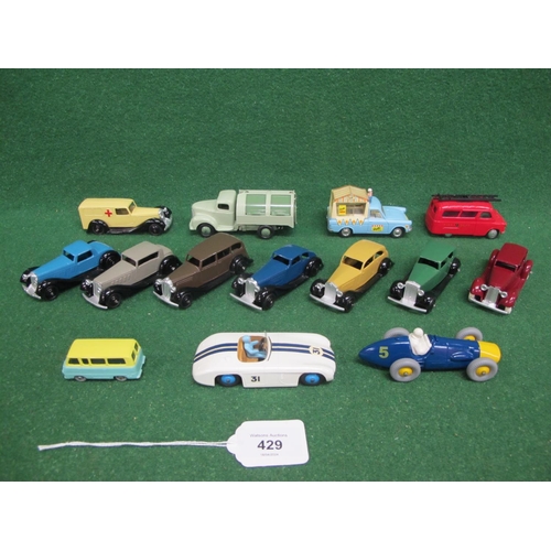 429 - Tray of fourteen professionally restored and painted Dinky, Corgi and Matchbox vehicles to include: ... 