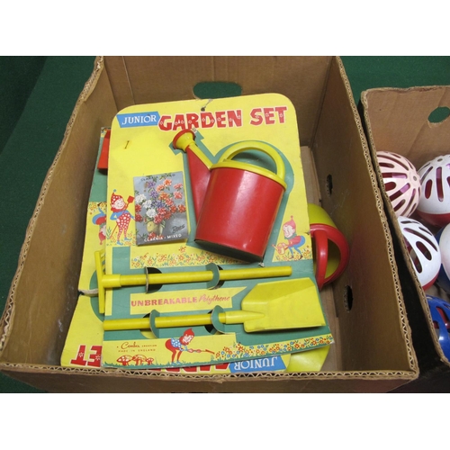 498 - Seven card mounted plastic Junior Garden Sets made by Combex (England), thirteen Bell-Balls from Gre... 