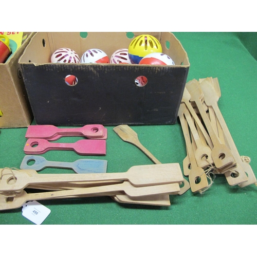 498 - Seven card mounted plastic Junior Garden Sets made by Combex (England), thirteen Bell-Balls from Gre... 