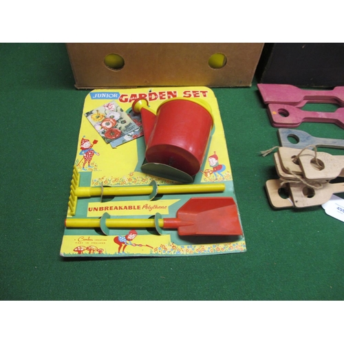 498 - Seven card mounted plastic Junior Garden Sets made by Combex (England), thirteen Bell-Balls from Gre... 