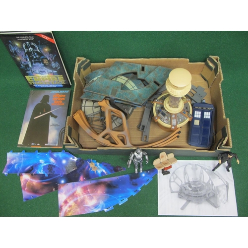 501 - BBC 10th Dr Who Tardis playset including The Doctor and a Cyberman together with two hardback Star W... 