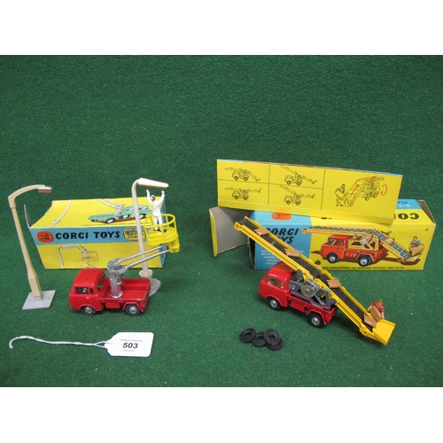 503 - Two 1960's Corgi boxed gift sets to comprise: No. 14 Hydraulic Tower Wagon with lamp standard and el... 