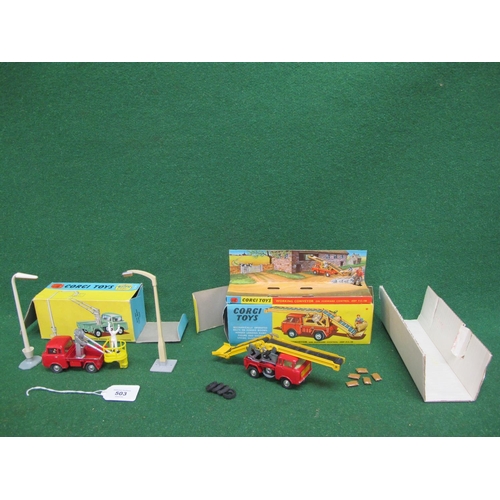 503 - Two 1960's Corgi boxed gift sets to comprise: No. 14 Hydraulic Tower Wagon with lamp standard and el... 