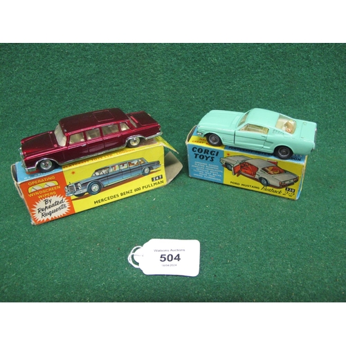 504 - Two 1960's boxed Corgi cars to comprise: 247 Mercedes Benz 600 Pullman with working windscreen wiper... 