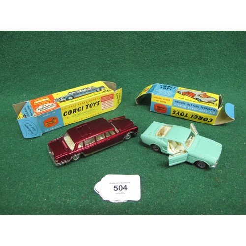 504 - Two 1960's boxed Corgi cars to comprise: 247 Mercedes Benz 600 Pullman with working windscreen wiper... 