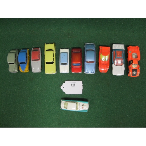 518 - Ten loose 1950's-1970's diecast Dinky cars to comprise: 40D, 138, 142, 152, 167, 179, 189 (Herald), ... 