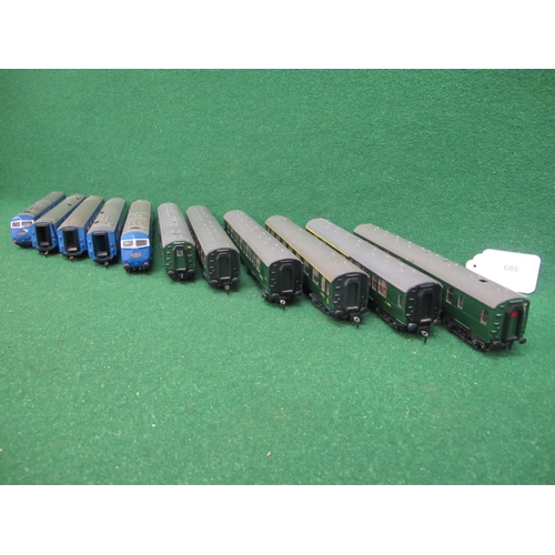 685 - Two built, painted and motorised trains in OO scale using Rosebud Kitmaster kits and electric motors... 