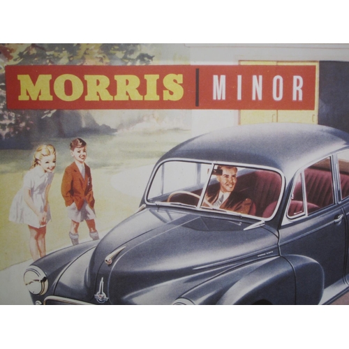 75 - Large reproduction mounted 1956 advertising poster for Morris Minor, It's One Of The Family Now - 52... 