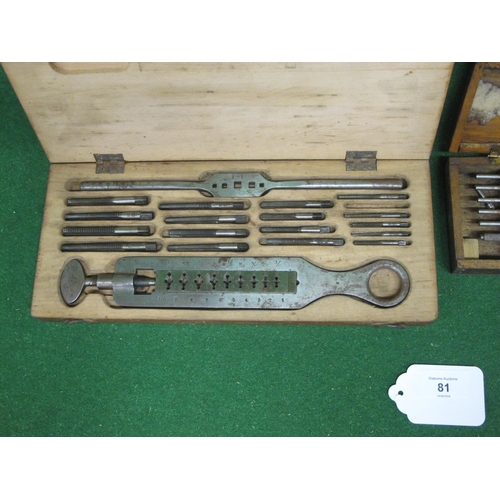 81 - Two wooden cased engineers tools to comprise a Whitworth Tap & Die set and a Moore & Wright, Sheffie... 