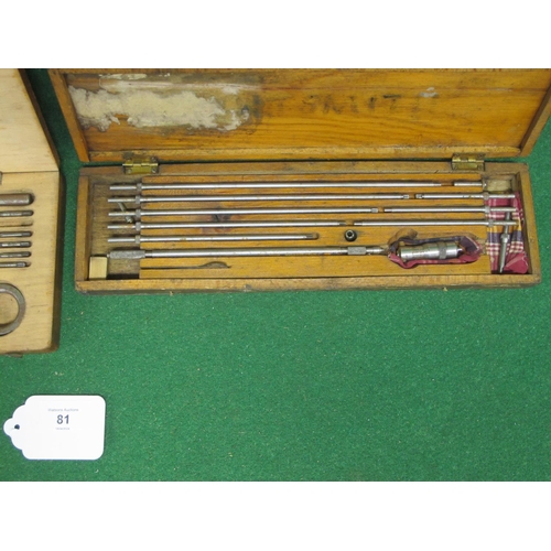 81 - Two wooden cased engineers tools to comprise a Whitworth Tap & Die set and a Moore & Wright, Sheffie... 