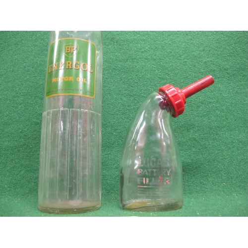 82 - Glass bottle for BP Energol Motor Oil now with a Shell X10040 Motor Oil cap - 13.5