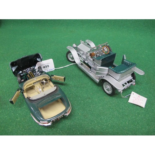 499 - Two Franklin Mint metal and plastic models of a 1961 Jaguar E Type and a 1907 Rolls Royce Silver Gho... 