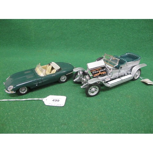 499 - Two Franklin Mint metal and plastic models of a 1961 Jaguar E Type and a 1907 Rolls Royce Silver Gho... 