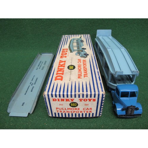 431 - Boxed Dinky 982 Pullmore Car Transporter with 794 Loading Ramp, in two tone blue (good condition)