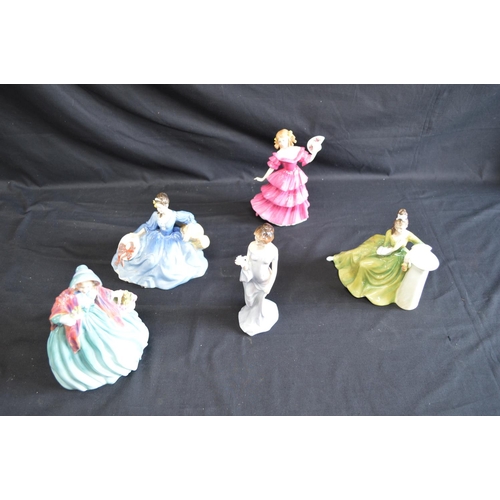 125 - Group of five Royal Doulton figures to comprise: Secret Thoughts HN2382, Jennifer HN3447, Lady Charm... 