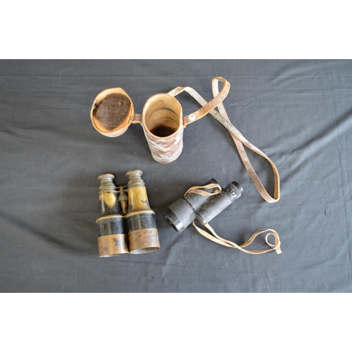 168 - Carl Zeiss Jena 10-50 No. 5468124 monocular in leather case together with a set of brass Ross binocu... 