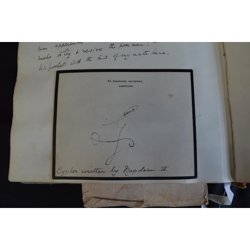 171 - Scrap album once belonging to Anne Fisher, dated 1859 containing personal entries, pictures and cyph... 