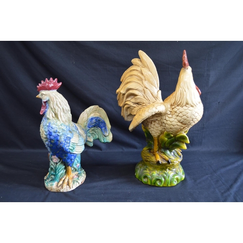 190 - Two Sharon Neuhaus Poultry In Motion figures of cockerels together with three other cockerel figures... 