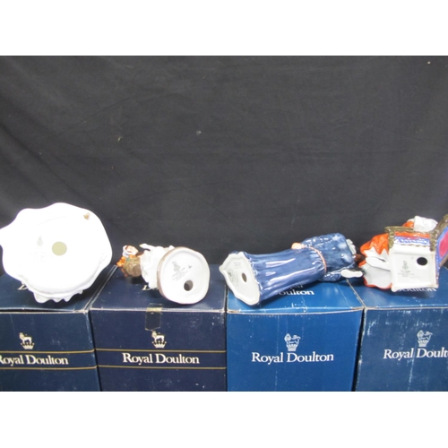 221 - Group of four Royal Doulton figures to comprise: Country Lass HN1981, Soiree HN2312, The Judge HN244... 