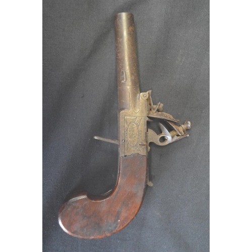 229 - W Ketland & Co. flint box lock pistol - 17cm long