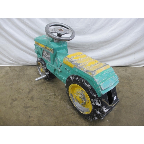 23 - Cast metal John Deere fairground ride tractor - 79cm x 53cm tall