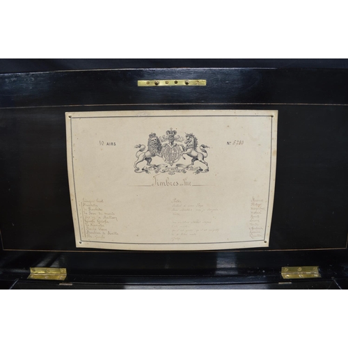 232 - 19th century cylinder music box with 38cm brass cylinder and two piece steel comb movement playing t... 