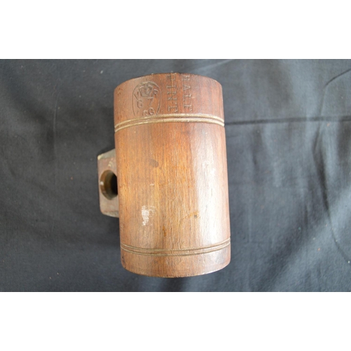 38 - Group of small wooden items to include: bamboo half pint measure, carved cigarette box, photograph f... 