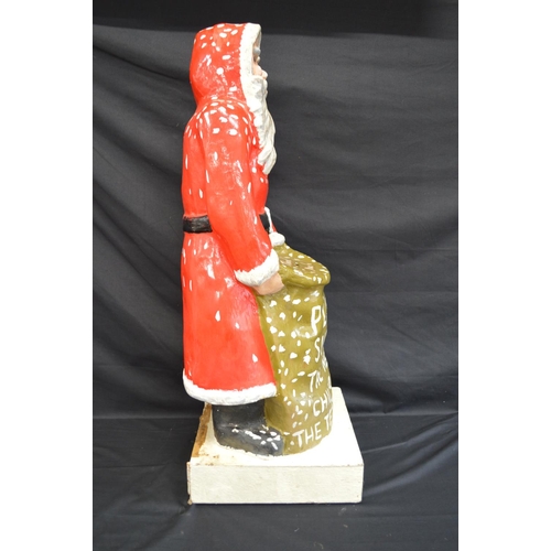 5 - Papier Mache Father Christmas charity donation box on wooden base - 84cm tall