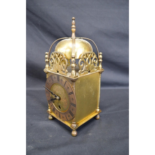 53 - Smiths brass lantern clock having seven jewel movement No. 264 - 24.5cm tall