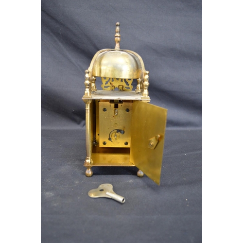 53 - Smiths brass lantern clock having seven jewel movement No. 264 - 24.5cm tall