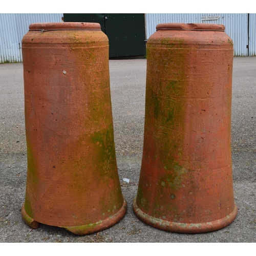 105 - Pair of terracotta rhubarb forcers - 70cm tall