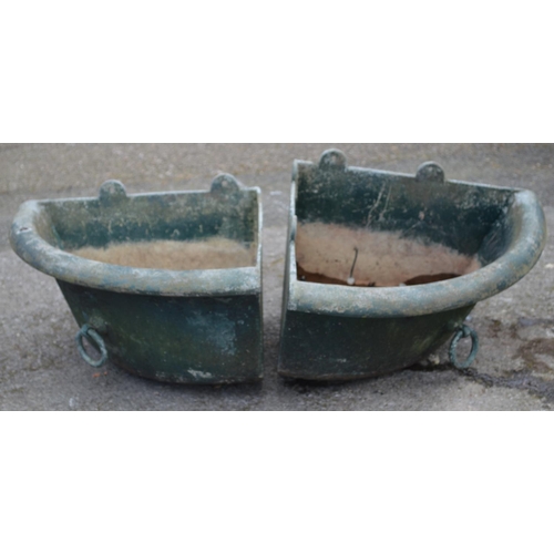 122 - Pair of galvanised steel corner troughs with drainage holes