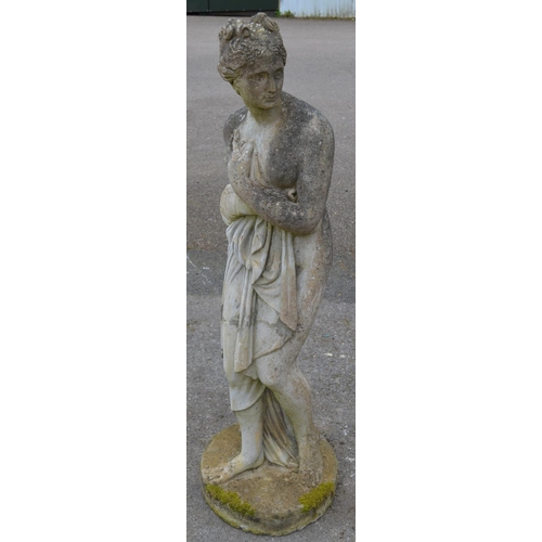 133 - Statue of lady on circular base - 121cm tall