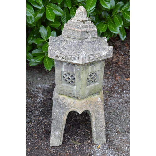 21 - Pair of Nuthalls pagoda garden ornaments - 30cm x 36cm x 70cm tall