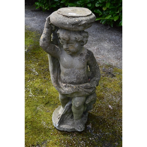 Cherub formed garden plinth - 38cm x 83cm tall