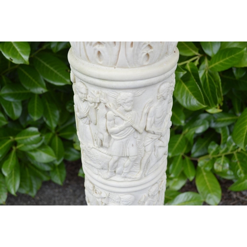 56 - Resin column having decoration of Greek figures - 24cm x 95cm tall