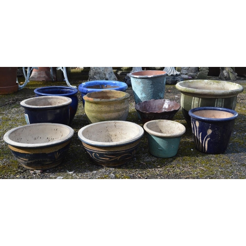 64 - Group of various glazed planters - largest 24cm dia x 31cm tall