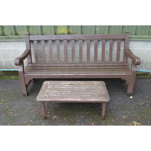 19 - Lister teak wooden garden bench with slatted back and seat - 182.5cm x 93.5cm tall together with mat... 